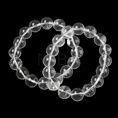 Natural Quartz Crystal Round Beaded Stretch Bracelets GG-CBA12F1-02E-12-1