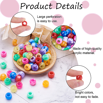 Cheriswelry 400Pcs 8 Colors Resin Large Hole Beads RESI-CW0001-12-1