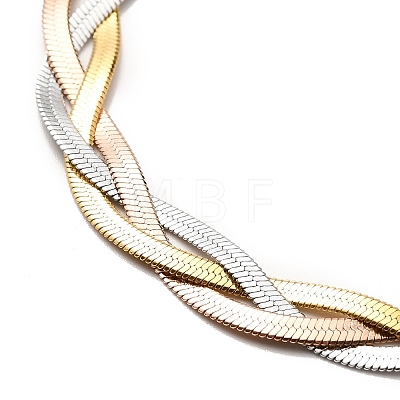 304 Stainless Steel Interlocking Triple Herringbone Chain Necklace for Men Women NJEW-H167-01-1