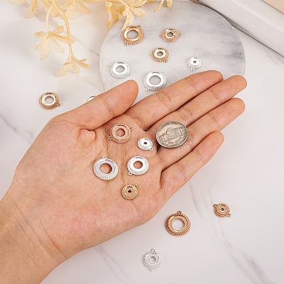 14pcs 14 style Brass Pendant Cabochon Settings & Cabochon Connector Settings FIND-BY0001-13-1