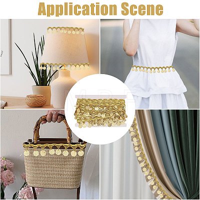 Polyester Metallic Thread & Sequins Lace Tassel Ribbon OCOR-WH0105-237A-1