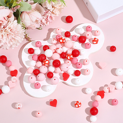 136Pcs Silicone Beads SIL-PA0001-52-1