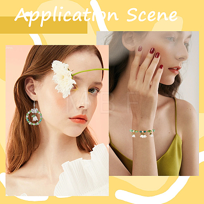 20 Sets White Lily Flower Charms & Flora Leaves Beads FIND-SC0010-77-1