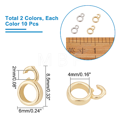 20Pcs 2 Colors Brass Tube Bails ZIRC-AR0001-15-1