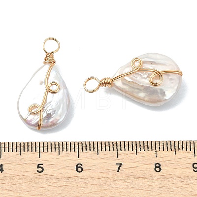 Natural Baroque Keshi Pearl Copper Wire Wrapped Pendants PALLOY-JF05723-1