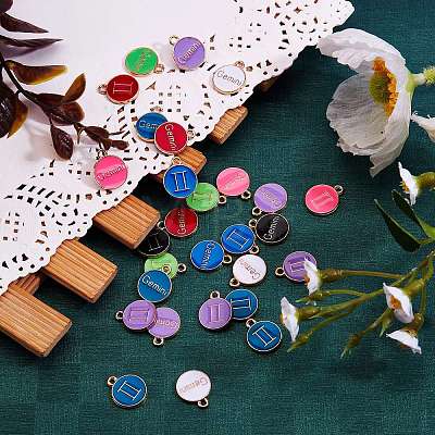 90Pcs 9 Colors Alloy Enamel Pendants ENAM-SZ0001-65-1