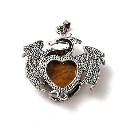 Natural Tiger Eye Heart Pendants KK-K331-01AS-02-1