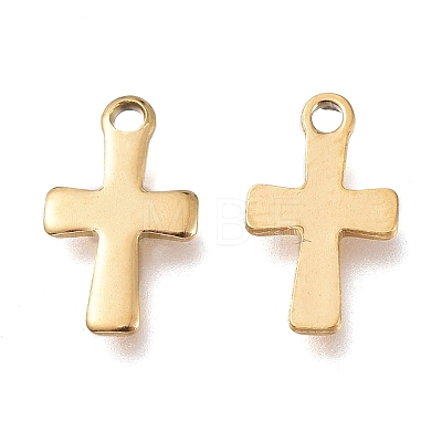 Ion Plating(IP) 304 Stainless Steel Tiny Cross Charms STAS-E104-34G-1
