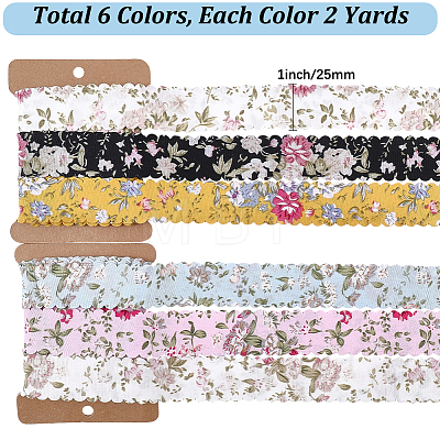 2Sets 2 Styles Polyester Flower Printed Ribbon OCOR-CY0004-52-1