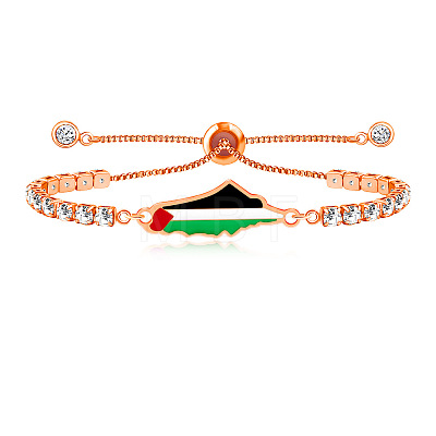 Palestine Map 304 Stainless Steel Enamel Pave Clear Cubic Zirconia Slider Bracelets for Women FS-WGEA228-04-1