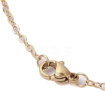 ABS Plastic Imitation Pearl with Brass Pendant Necklaces NJEW-JN04904-1