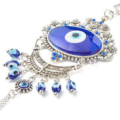 Glass Turkish Blue Evil Eye Pendant Decoration HJEW-I008-05AS-1