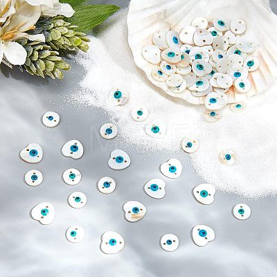  80Pcs 4 Style Freshwater Shell Links Connectors SHEL-NB0001-10-1