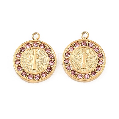 304 Stainless Steel Rhinestone Pendants STAS-Z202-05G-01-1