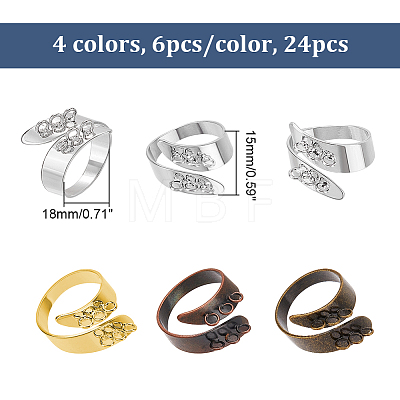 24Pcs 4 Colors Brass Cuff Ring Shanks DIY-NB0008-17-1