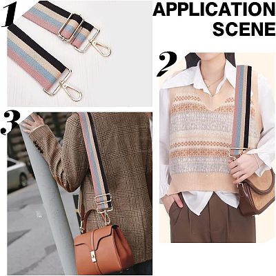 Cotton Cloth Stripe Pattern Bag Strap FIND-WH0077-75B-1