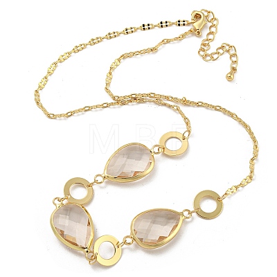 Faceted Teardrop Glass Beads Bib Necklaces NJEW-R263-07G-1