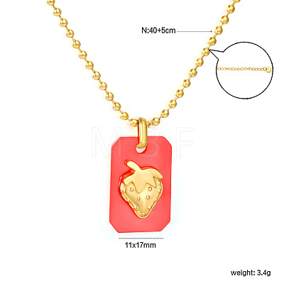 304 Stainless Steel Rectangle with Fruit Pendant Ball Chain Necklaces WGDAD40-02-1
