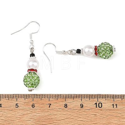 Christmas Handmade Polymer Clay Rhinestone Dangle Earrings EJEW-JE07518-02-1