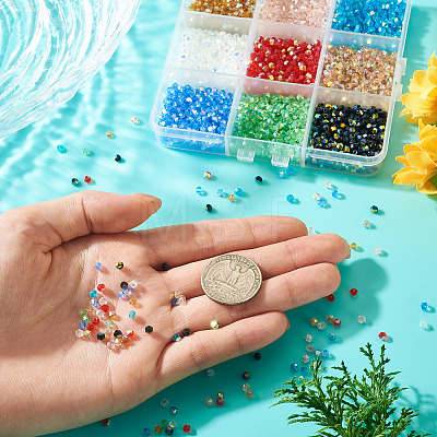 18 Strands 9 Colors AB Color Plated Transparent Glass Beads Strands GLAA-TA0004-44-1