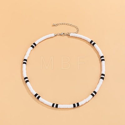 Bohemian Black and White Polymer Clay Heishi Beaded Necklaces for Men DR8717-1