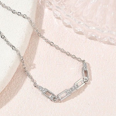 Brass Micro Pave Clear Cubic Zirconia Rectangle Link Bracelets KK-CBA6980-15P-1