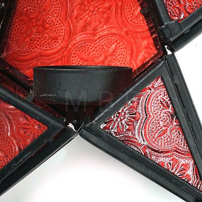 Pentagonal Star Embossed Glass Candle Holder AJEW-NH0001-03C-1
