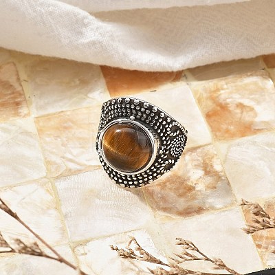 Natural Tiger Eye Adjustable Rings RJEW-I108-03AS-14-1