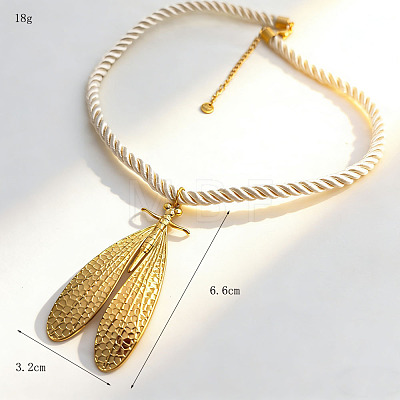 304 Stainless Steel Big Pendant RoundPolycotton Twisted Cord Necklaces for Women WG3C3B3-02-1