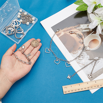 5Pcs 5 Styles Iron & Alloy Charm Shoes Chain with Alloy Clasp and ABS Beads DIY-PH0038-90-1