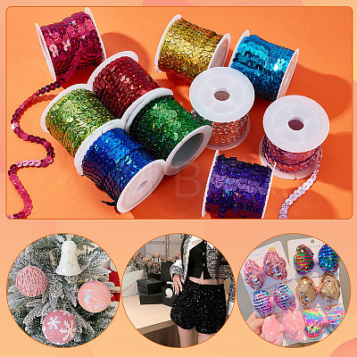  10 Rolls 10 Colors Eco-Friendly Plastic Paillette Beads PVC-PH0001-26-1