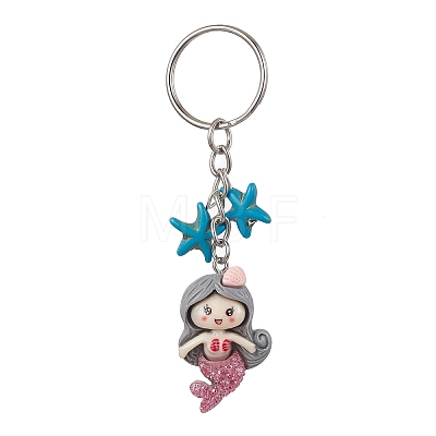 Mermaid Opaque Resin Pendant Keychain X1-KEYC-JKC00624-05-1