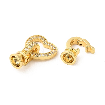 Rack Plating Brass Pave Clear Cubic Zirconia Fold Over Clasps KK-Q781-08G-1