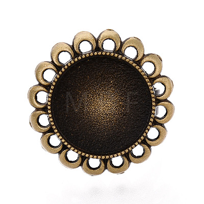 Adjustable Flower Alloy & Iron Bezel Cup Ring Base with Rotatable Tray MAK-T012-08AB-1