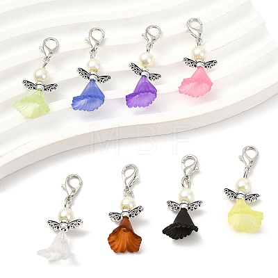 60Pcs 10 Colors Acrylic & Glass Pearl Pendant Decorations HJEW-YW00251-1