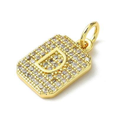 Rack Plating Brass Micro Pave Clear Cubic Zirconia Charms KK-G501-01D-G-1