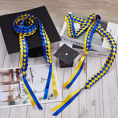 Two Tone Graduation Ribbon Leis FIND-WH0423-78C-1