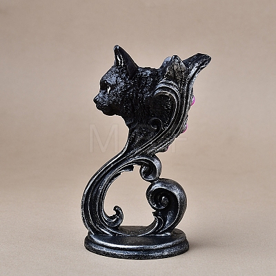 Cat Head Gothic Style Resin Crystal Ball Holders WICR-PW0016-03-1