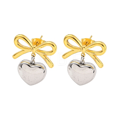 Bowknot 304 Stainless Steel Stud Earrings EJEW-R164-01PG-1