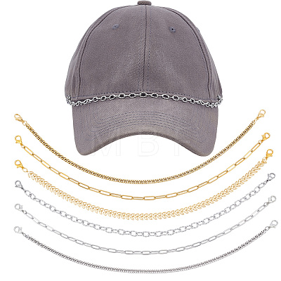 12Pcs 6 Styles 304 Stainless Steel Link Baseball Cap Chain AJEW-SC0003-64-1
