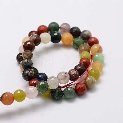 Faceted Round Natural Assorted Gemstone Bead Strands G-L437-44-8mm-1