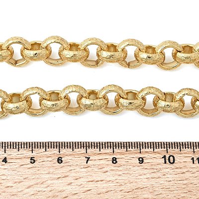 12MM Brass Textured Rolo Chain Necklaces NJEW-L013-08G-1