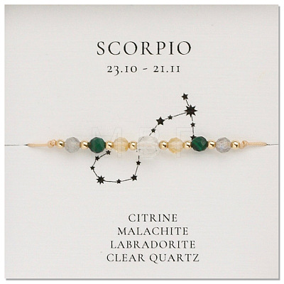 Natural stone constellation bracelet with 12 zodiac signs X-NR2952-12-1