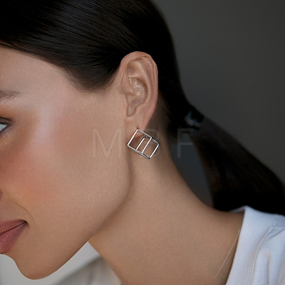 S925 Silver Geometric Square Triangle Earrings Minimalist Elegant Stylish Jewelry for Women GU8226-1-1