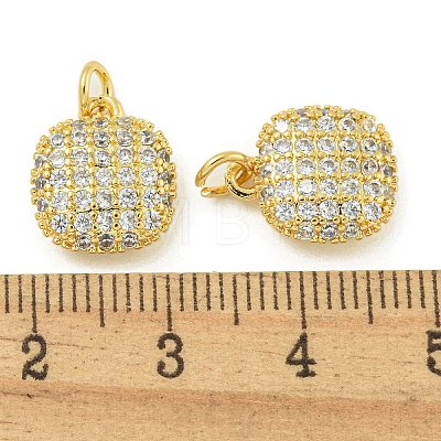 Rack Plating Brass Micro Pave Clear Cubic Zirconia Charms KK-Z067-23G-02-1