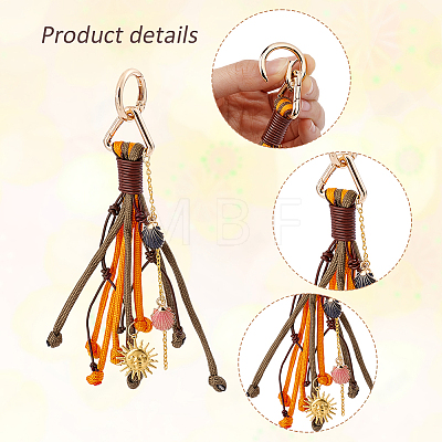 3Pcs Polyester & Brass & Alloy Enamel Pendant Decorations HJEW-GA00086-1