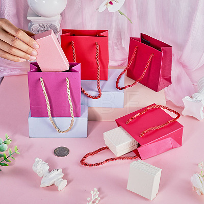 8Pcs 4 Colors Square Paper Gift Bags with Handles CARB-TA0001-18B-1