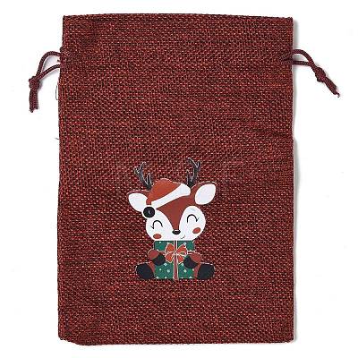 Christmas Theme Jute Cloth Storage Bags ABAG-F010-01B-06-1