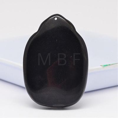 Natural Obsidian Large Cameo Pendants G-K124-02H-1