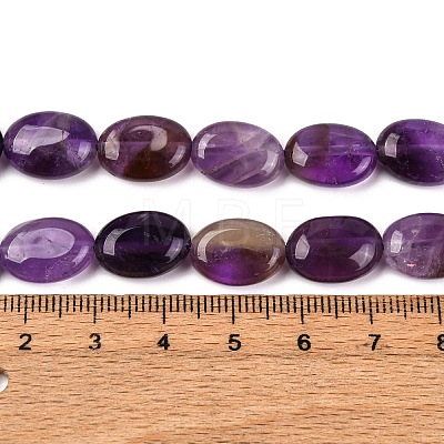 Natural Amethyst Flat Oval Bead Strands G-M206-20-1